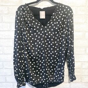Dolan Left Coast Collection Black White‎ Moon Print Drawstring Top Small